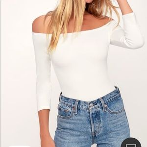 White off the shoulder bodysuit from lulus